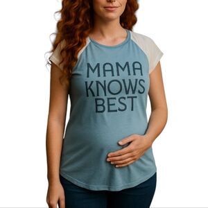 Isabel Maternity Mama Knows Best Tank Top Large Sleeveless Blue Cream Women's